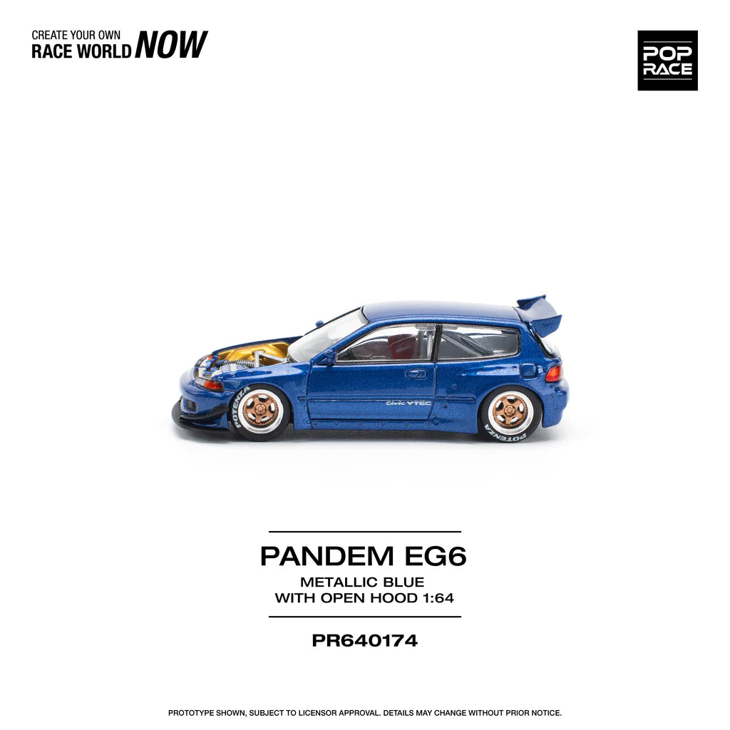 Pop Race Pandem Civic EG6 Azul Metalico # 174 1.64