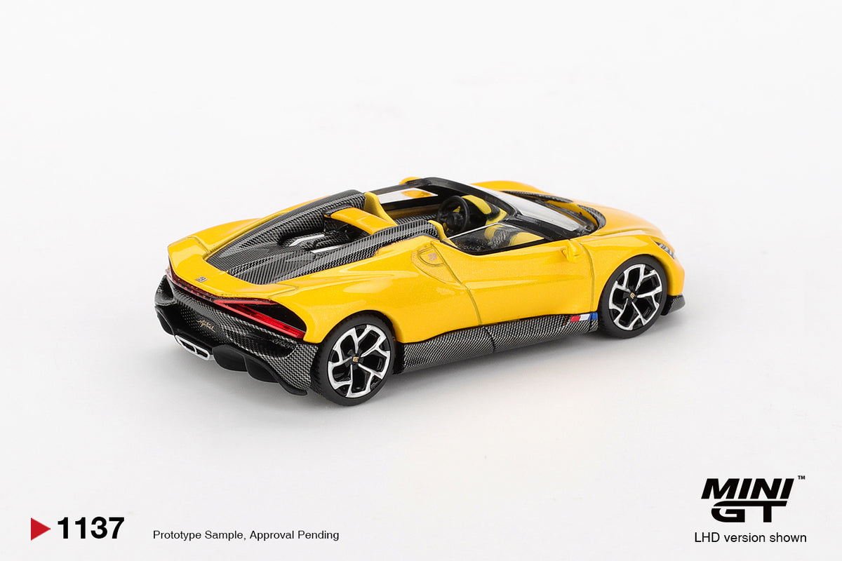 MINI GT 2023 Bugatti W16, Mistral Yellow # 1137