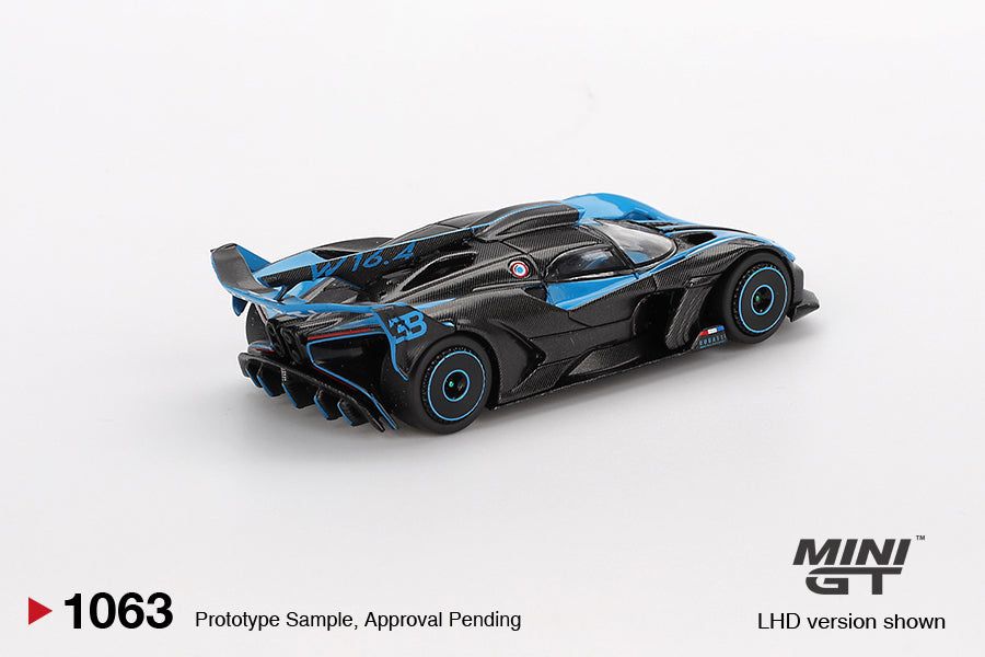 MINI GT BUGATTI BOLIDE PRESENTATION BLACK AND BLUE 2024 # 1063