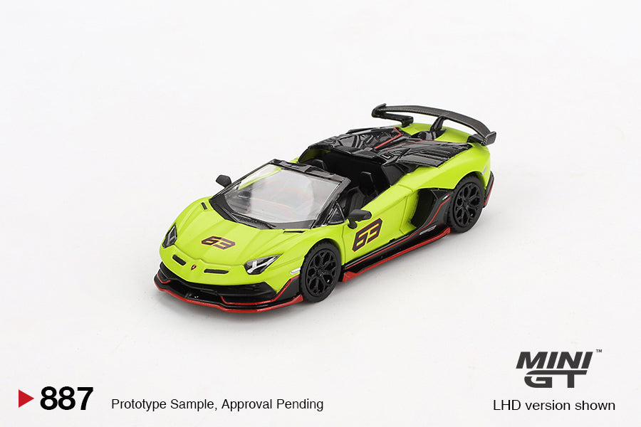 MINI GT LAMBORGHINI AVENTADOR SVJ 63 ROADSTER VERDE SHOCK 2022 # 887