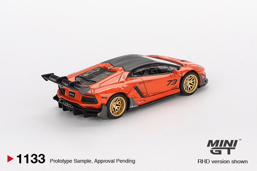 *** LLEGADA FINALES DE SEPTIEMBRE 2026 ***  MINI GT LAMBORGHINI AVENTADOR LB- WORKS LIMITED EDITION ORANGE MDX 2025 # 1133