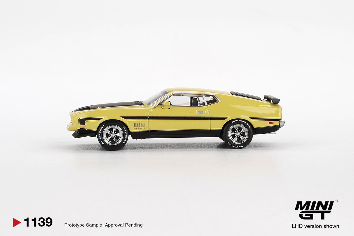 MINI GT 1971 Ford Mustang Mach 1 Grabber Yellow # 1139