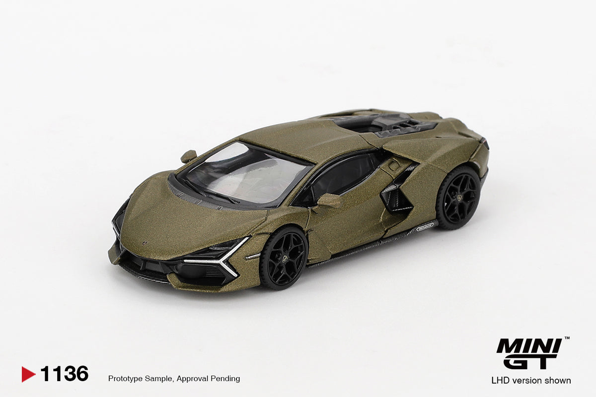 *** LLEGADA FINALES DE SEPTIEMBRE 2026 ***  MINI GT 1:64 LAMBORGHINI REVUELTO VERDE GEA MATTE 2023 # 1136