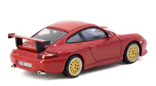 TARMAC WORKS 1.64 Porsche 911 GT3 (996) Metal Diecast - Tarmac Works X iXO Models GLOBAL64 Rojo