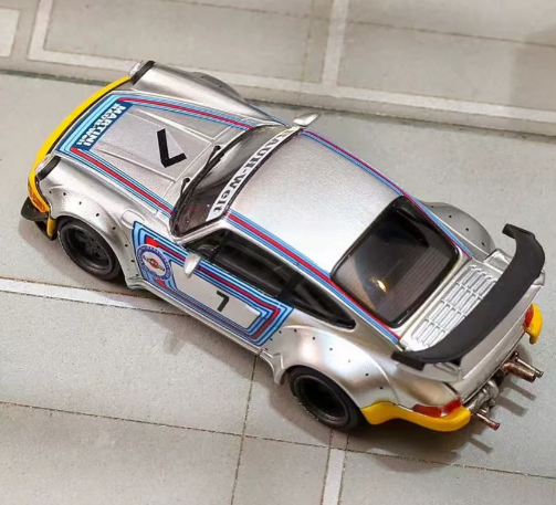Street Weapon 1/64 Porsche RWB 964 Martini #7 Silver Blue Red STW211