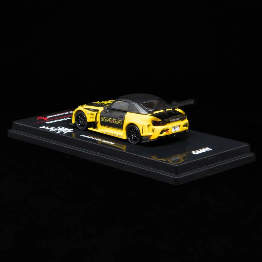 Inno64 Honda S2000 J`S Racing Yellow Black ** Pieza Exclusiva Evento Malasia IN64-S2000JS-TASKL25