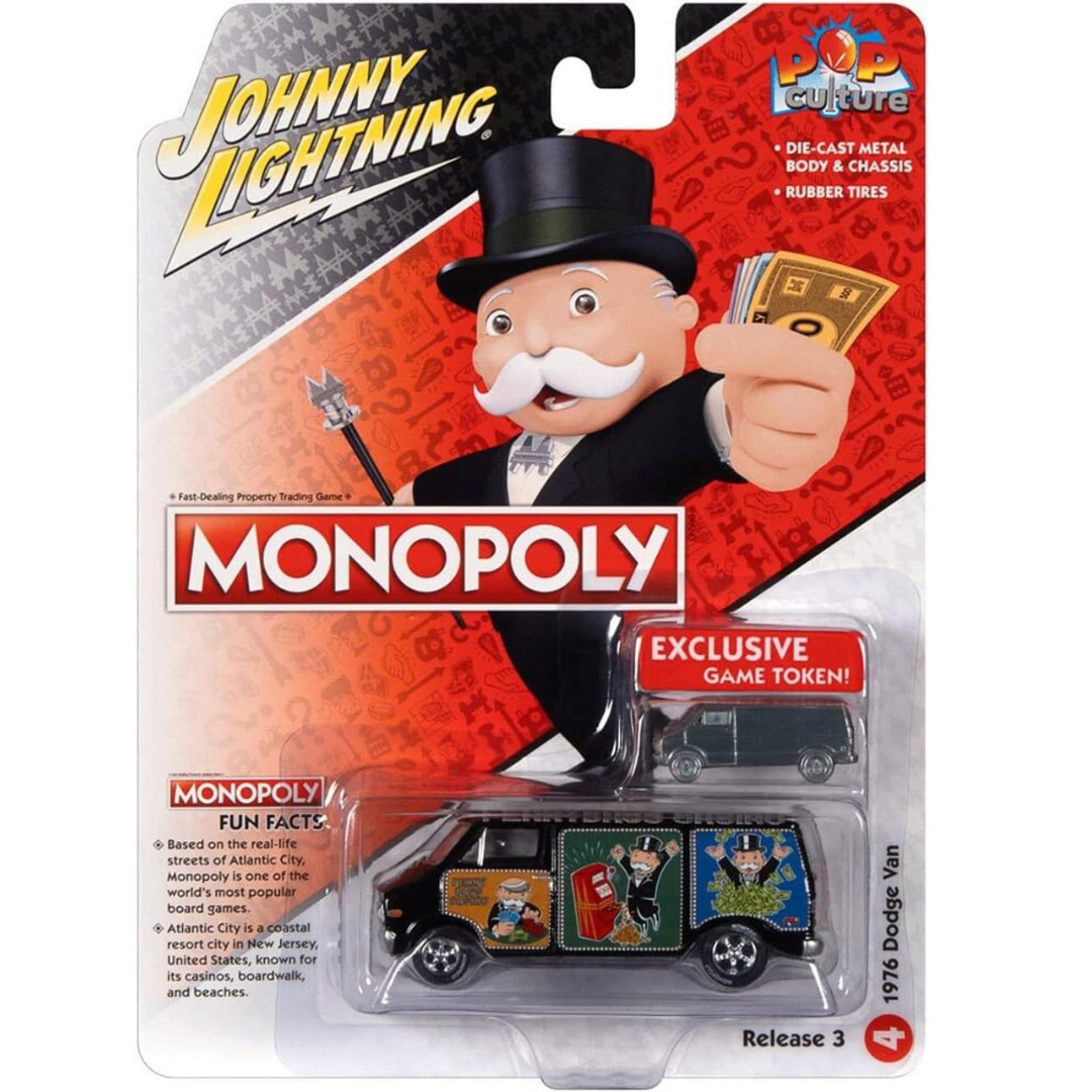 Johnny Lightning Pieza exclusiva Monopoly 1976 Dodge Van * Con pieza Game Token
