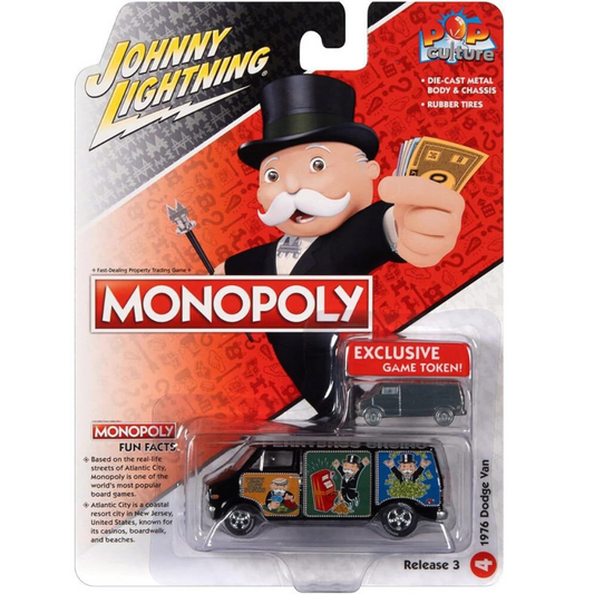 Johnny Lightning Pieza exclusiva Monopoly 1976 Dodge Van * Con pieza Game Token