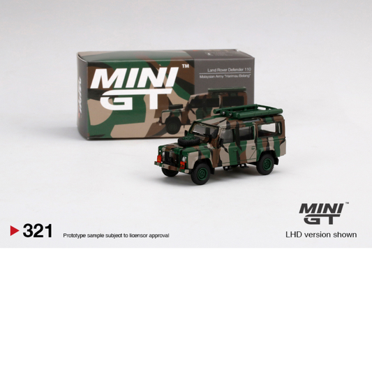 Mini GT Land Rover Defender 110 Ejército de Malasia # 321 * Pieza muy antigua dificil de conseguir