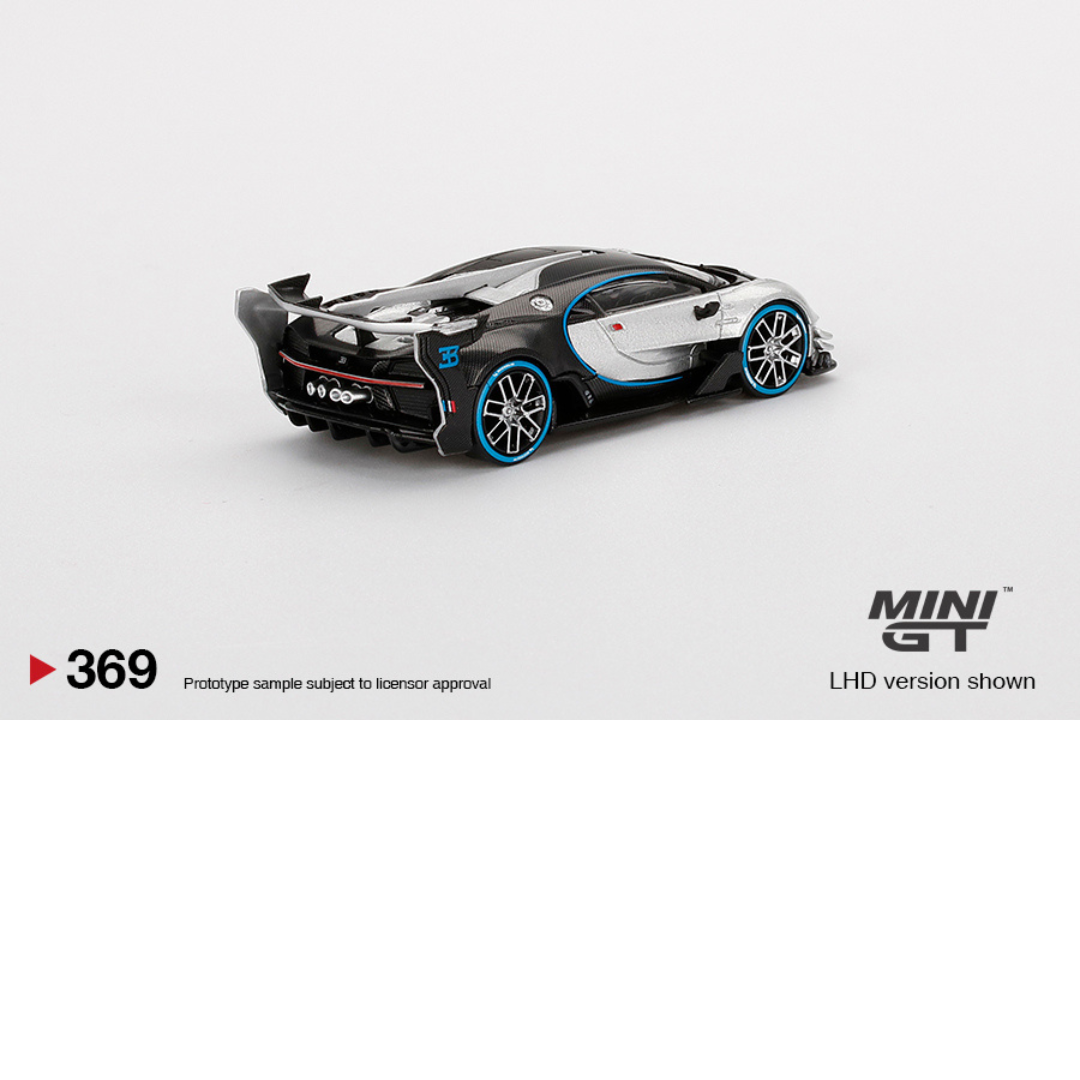 MINI GT Bugatti Vision Gran Turismo Plata # 369 * Pieza antigua dificil de conseguir