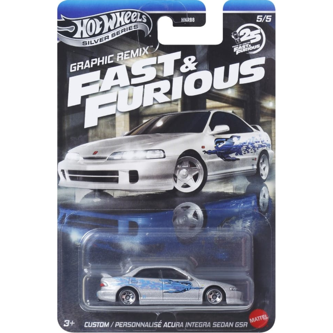 Hot Wheels Acura Integra Sedán GSR personalizado Silver Series Fast And Furious Reverse Mix Basicos HNR88-979L