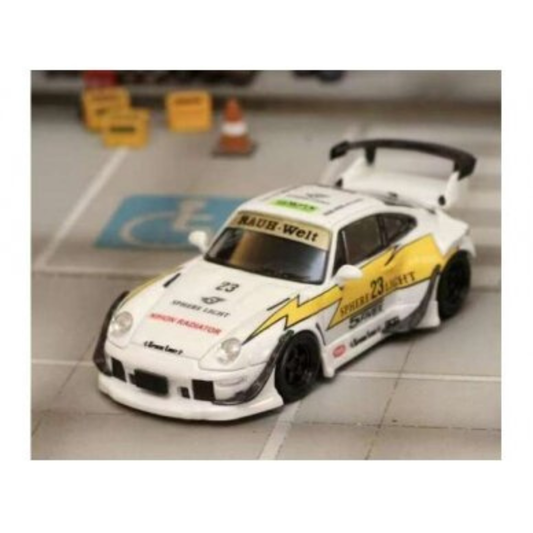 1/64 Street Weapon RWB 993 Yellow Lighting Low Tail ** Brilla en la Oscuridad **