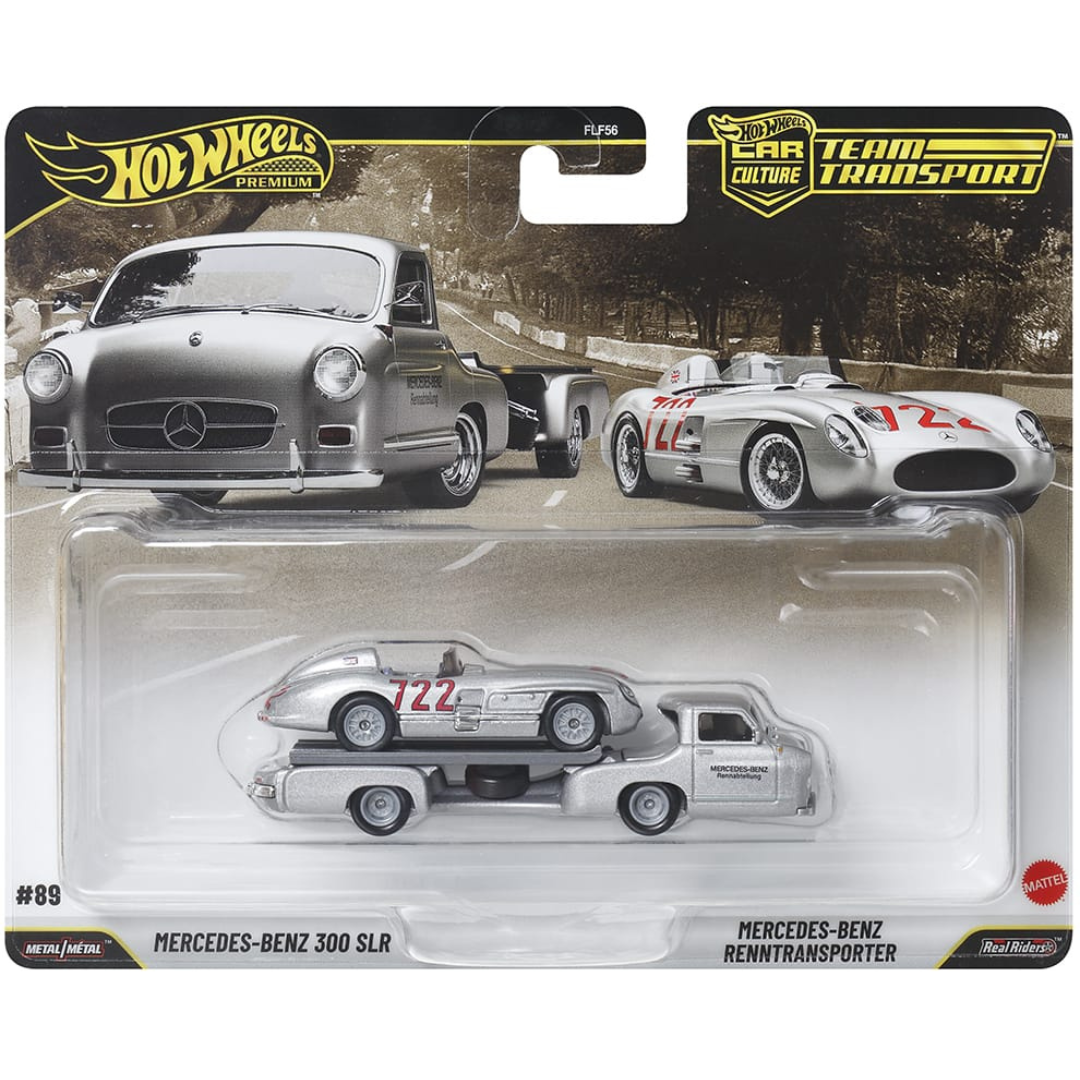 Hot Wheels Premium Team Transport 89 - Mercedes Benz 300 SLR Uhlenhaut  y Mercedes-Benz Renntransporter