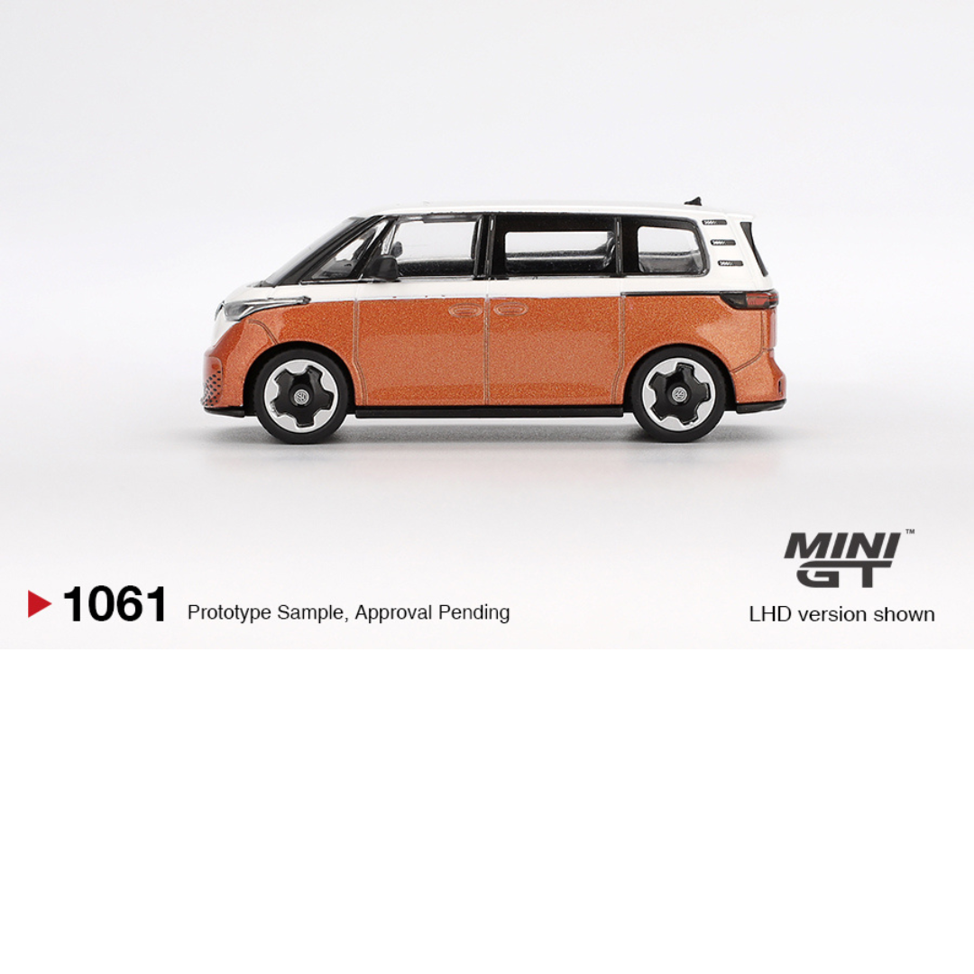 MINI GT VOLKSWAGEN ID.BUZZ CARAVELLE CANDY WHITE / ENERGETIC ORANGE 2024 # 1061