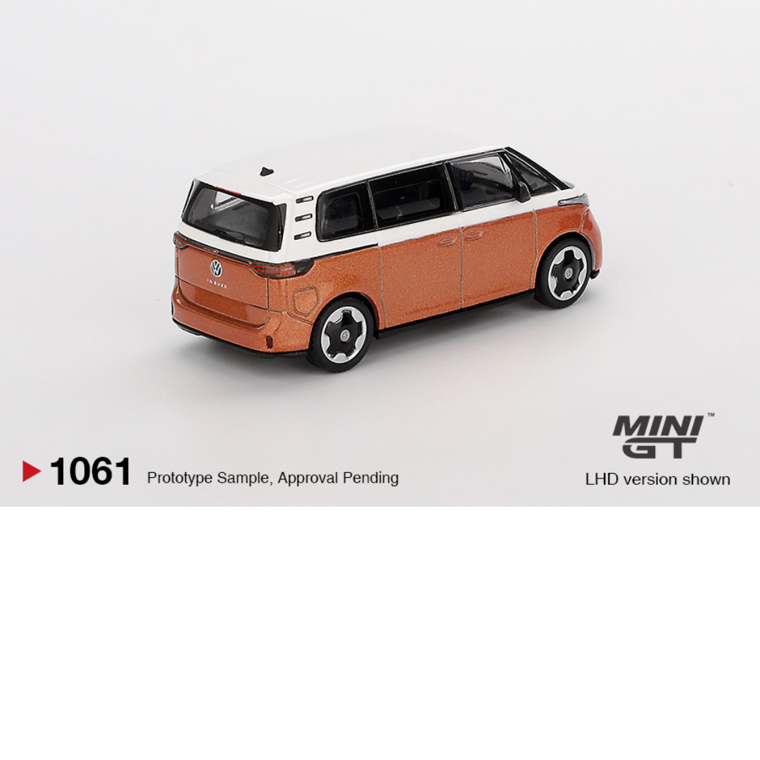 MINI GT VOLKSWAGEN ID.BUZZ CARAVELLE CANDY WHITE / ENERGETIC ORANGE 2024 # 1061