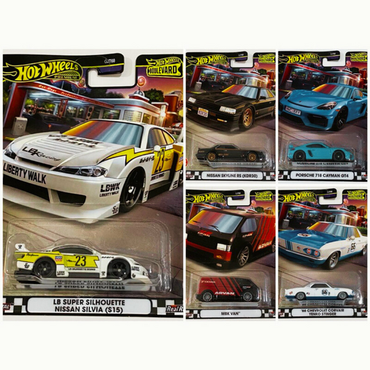 Hot Wheels Premium Boulevard 2024 Serie completa Nissan Silhouette Skyline Porsche Mbk Van Yenko