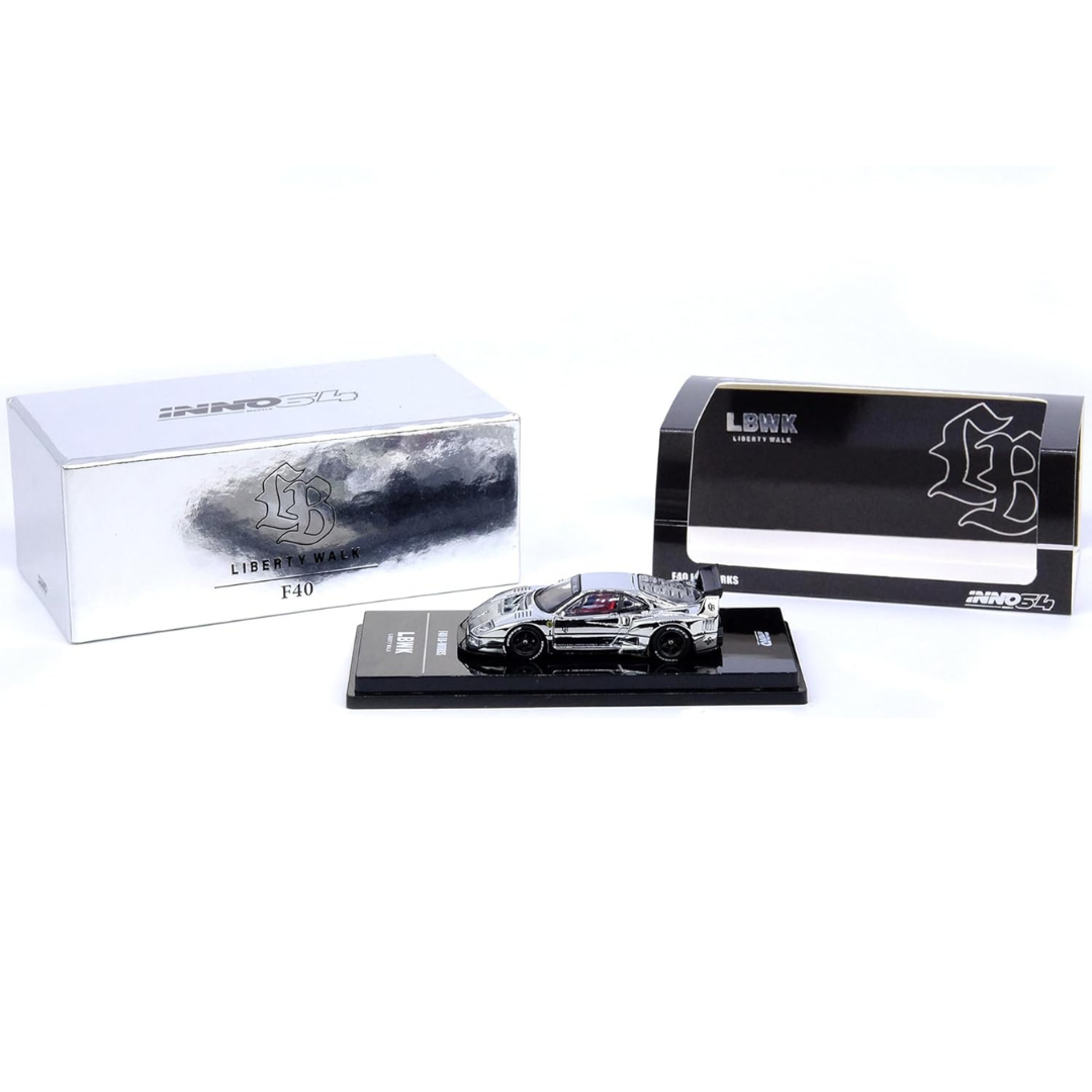 Inno64 Ferrari F40 LBWK F40 Plateado Cromado 1.64