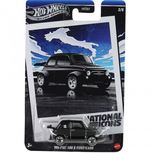Hot Wheels Silver Series Básico National Icons Fiat 500 Negro