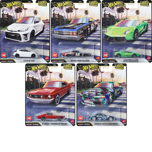Hot Wheels Premium Boulevard Serie Completa 146 - 150 Yaris Torino Gallardo Mustang Skyline 	hwmvGJT68-978G
