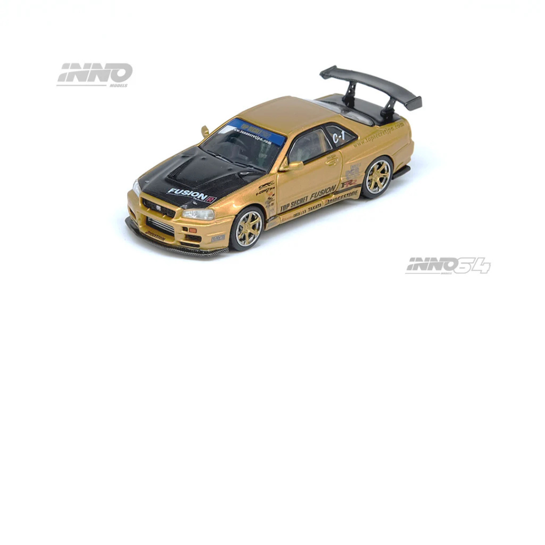 Inno64 Nissan Skyline GTR R34 Top Secret Gold 1.64