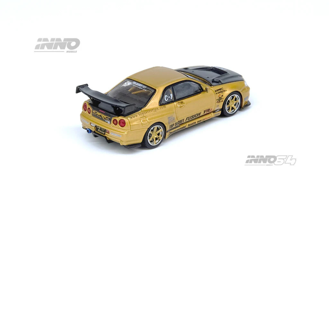 Inno64 Nissan Skyline GTR R34 Top Secret Gold 1.64