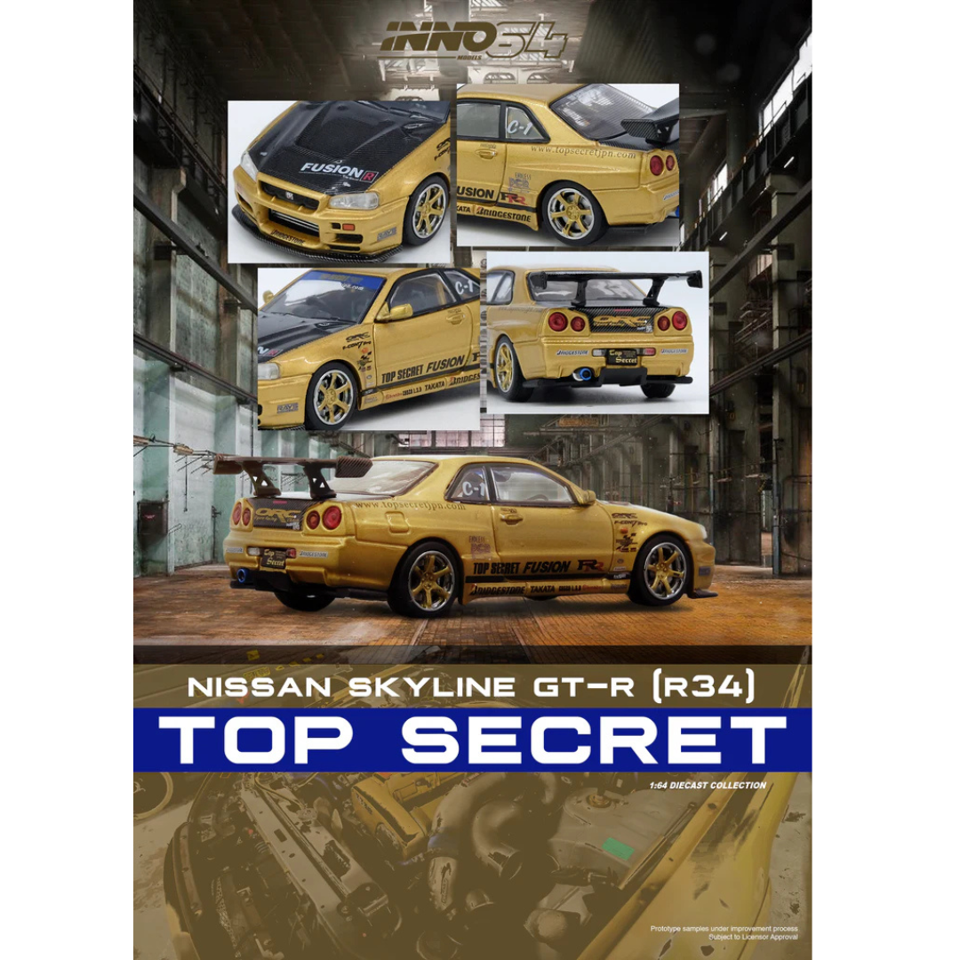 Inno64 Nissan Skyline GTR R34 Top Secret Gold 1.64