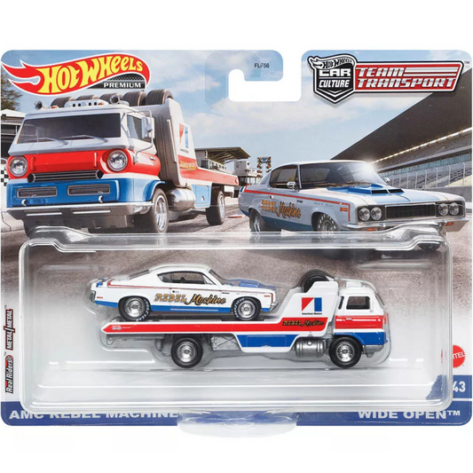 HOT WHEELS TEAM TRANSPORT AMC REBEL MACHINE WIDE OPEN # 43