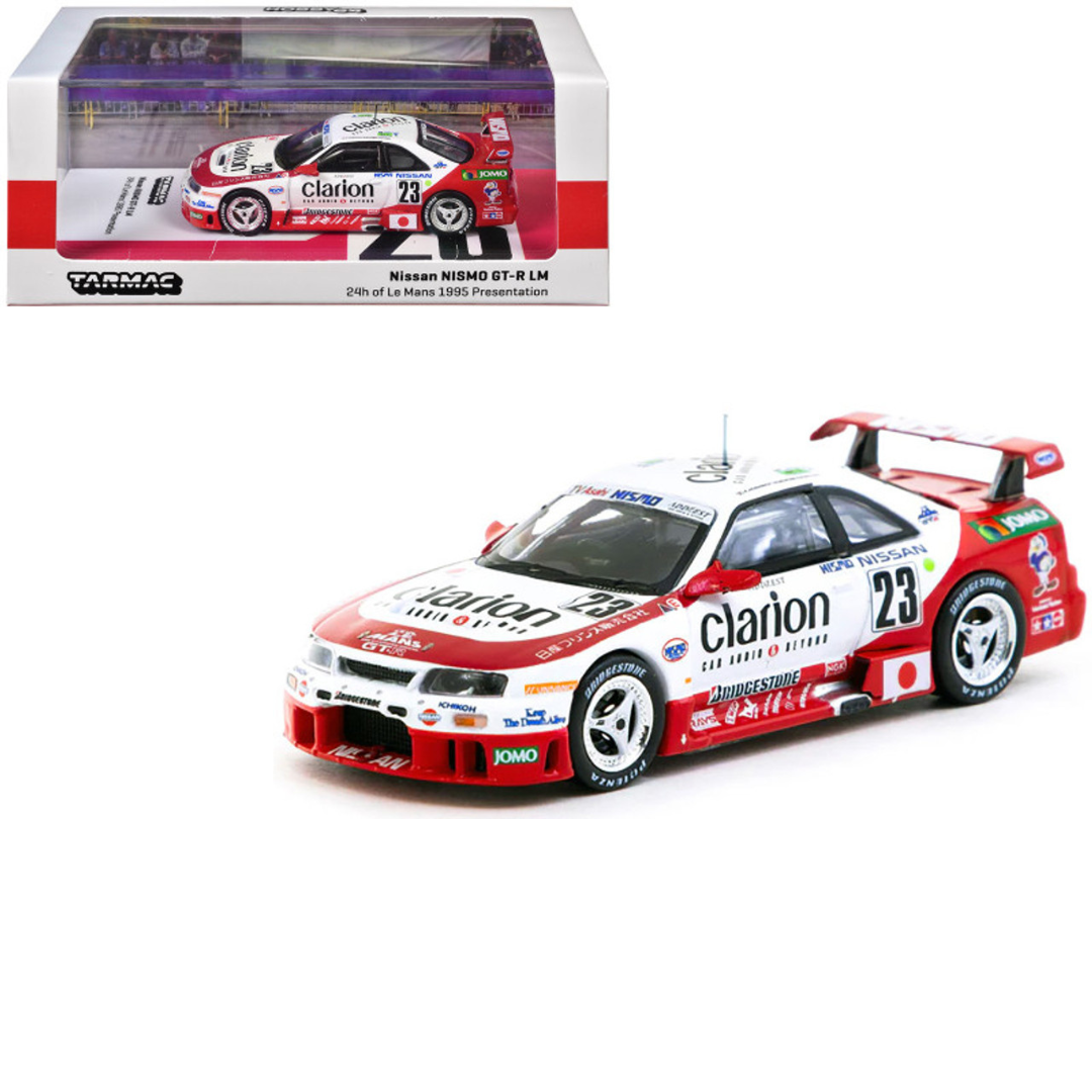 Tarmac Works 1.64 Nissan NISMO GT-R LM de Tarmac Works, 24 Horas de Le Mans 1995. Presentación de K. Hoshino, T. Suzuki y M. Kageyama.