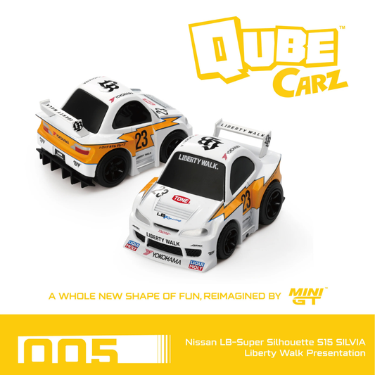 MINI GT Qube Carz Nissan Silvia S15 LBWK Super Silhouette Presentation Liberty Walk (Blister) # 005 QZ00501