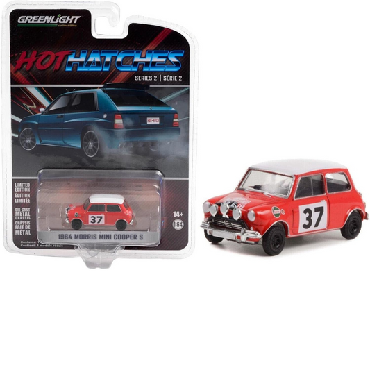 Greenlight 1964 Morris Mini Cooper *Castrol* S Nº37 Hopkirk/Liddon Ganador Rally Monte Carlo "Hot Hatches Series 2" 1/64 63020A