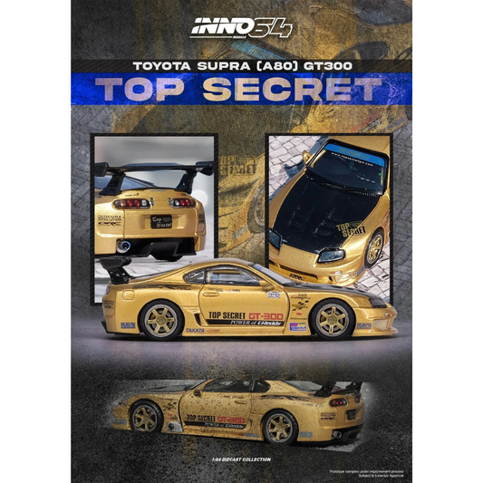 Inno64 Toyota Supra A80 GT300 Top Secret De * Smokey Nagata * Gold 1/64
