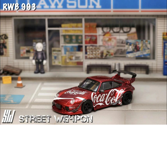 Street Weapon 1/64 RWB 993 CocaCola Low Tail Red STW172