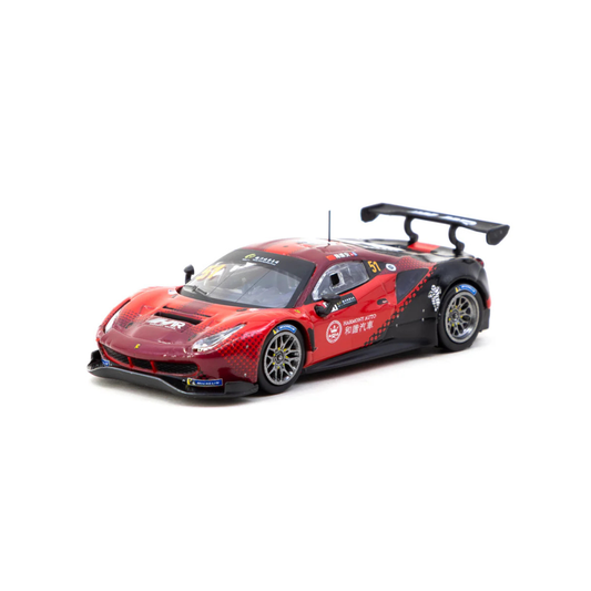 Tarmac Works 1.64 2022 Ferrari 488 GT3 #51 Chen Weian, Macau GT Cup 2022 Harmony Racing Red Black