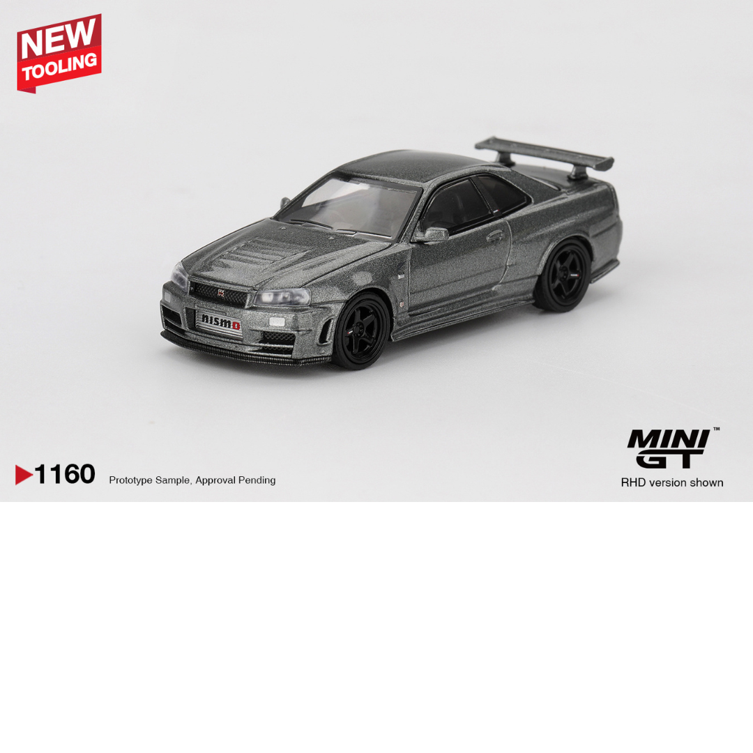 *** EN CAMINO *** MINI GT NISSAN SKYLINE GTR R34 DARK METAL GRAY NISMO CRS 1999 # 1160