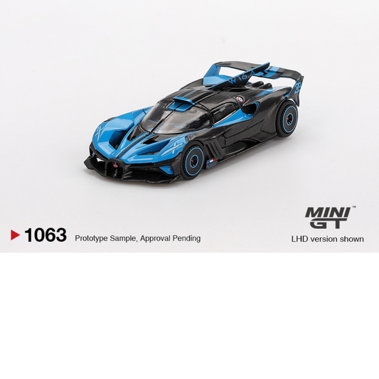 MINI GT BUGATTI BOLIDE PRESENTATION BLACK AND BLUE 2024 # 1063