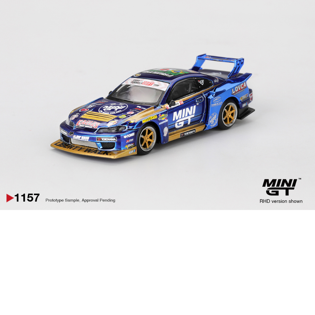 MINI GT NISSAN SILVIA S15 LB SUPER SILHOUETTE #555 TEAM MINI GT LIBERTY WALK FORMULA DRIFT 2025 # 1157