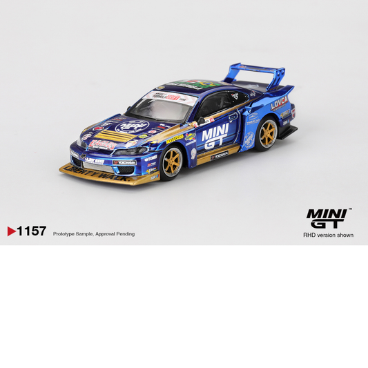 MINI GT NISSAN SILVIA S15 LB SUPER SILHOUETTE #555 TEAM MINI GT LIBERTY WALK FORMULA DRIFT 2025 # 1157
