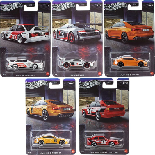 Hot Wheels Silver Series Audi Serie Completa Basicos 90 R8 RS GT Quattro GRT01-Q