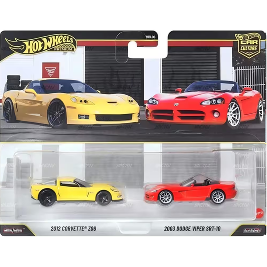 Hot Wheels Premium Pack 2 Duo  2003 Dodge Viper SRT-10 + 2012 Corvette Z06