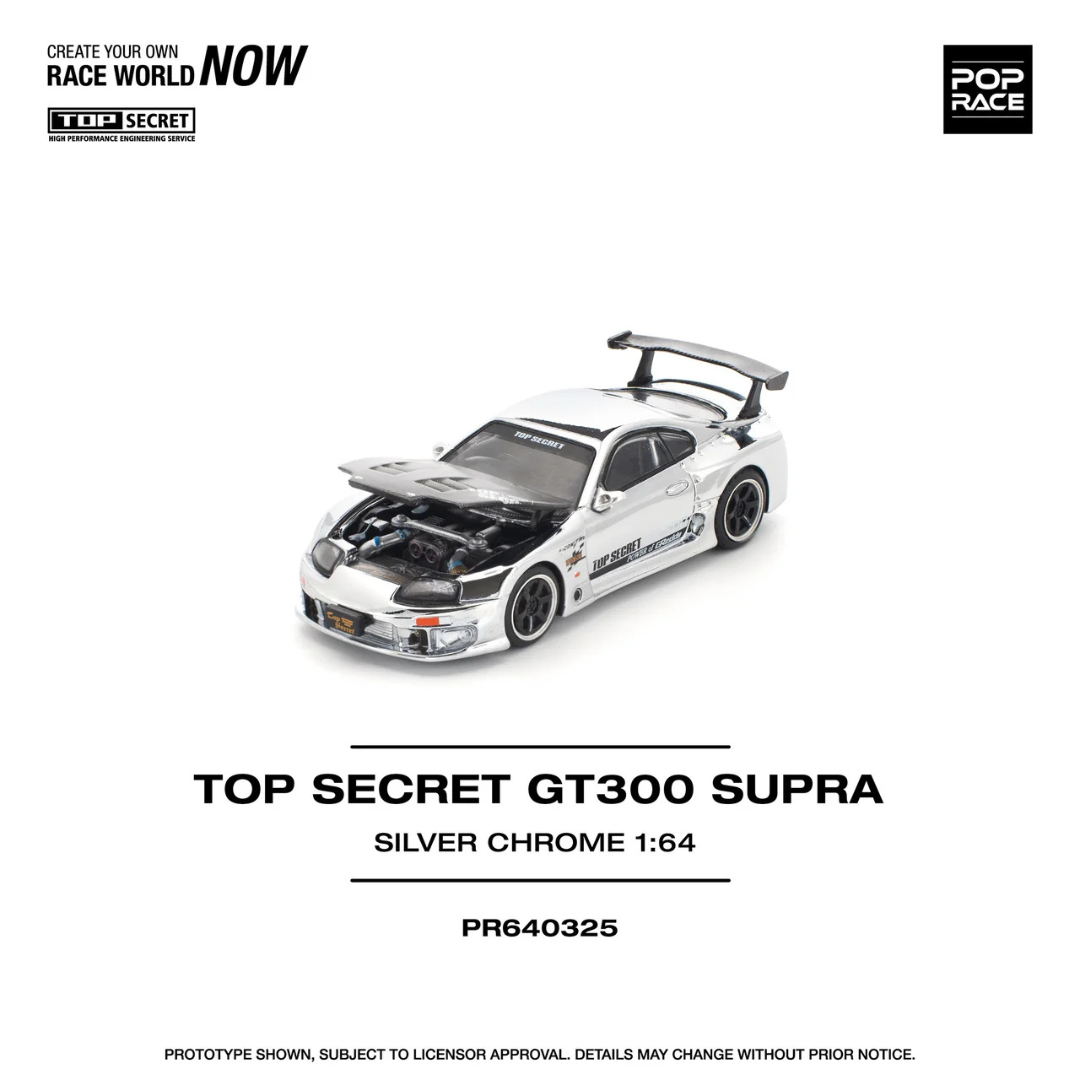 Pop Race 1/64 Top Secret GT300 Silver chrome # 325 PR640325
