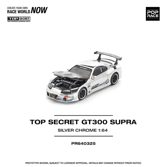 Pop Race 1/64 Pop Race Top Secret GT300 Silver chrome # 325 PR640325