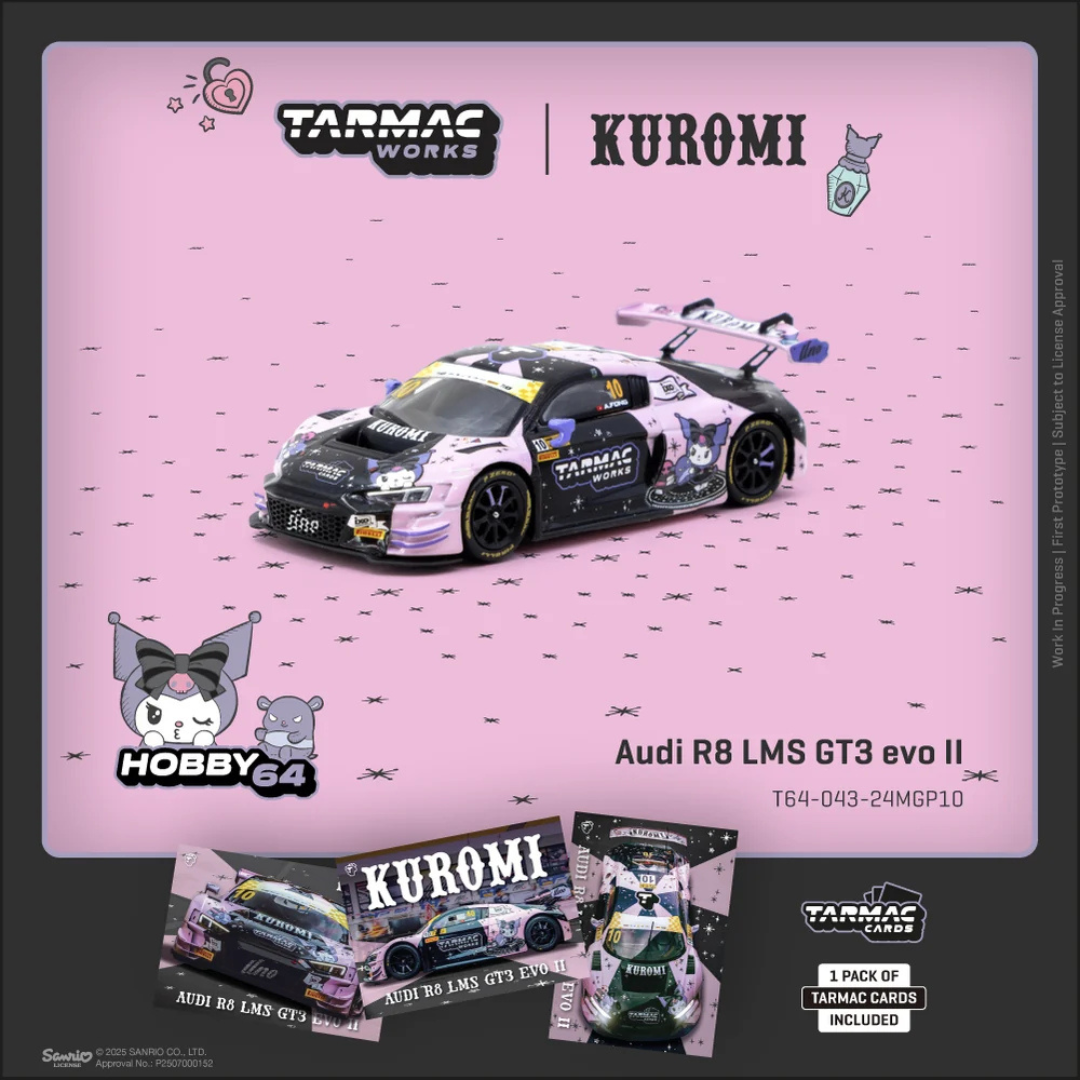 Tarmac Audi R8 LMS GT3 evo II Macau GT Cup Edición Especial KUROMI - #10 Adderly FongMacau GT Cup - FIA GT World Cup Uno Racing - Incluye tarjetas exclusivas