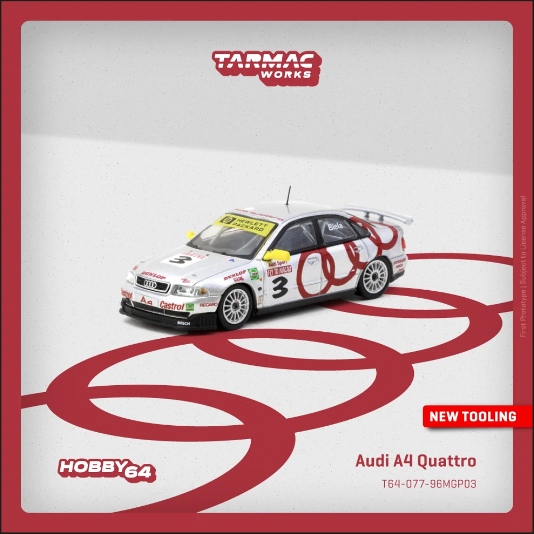 Tarmac Works 1/64  1996 Audi A4 Quattro #3 Frank BielaMacau Guia Race Winner TC-T64-077-96MGP03