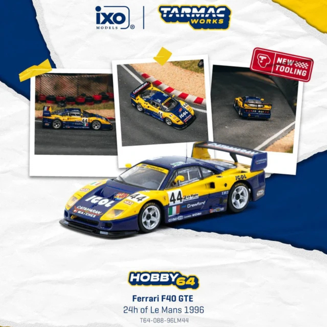 Tarmac Works 1/64 Ferrari F40 GTE 24h de Le Mans 1996 Luciano Della Noce / Anders Olofsson / Carl Rosenblad - Tarmac Models - TC-T64-088-96LM44
