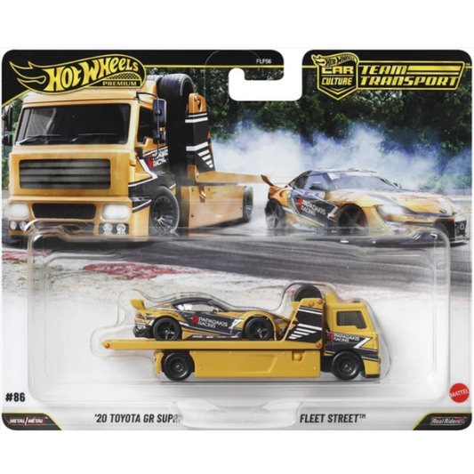Hot Wheels Premium Team Transport '20 Toyota GR Supra y Fleet Street # 86