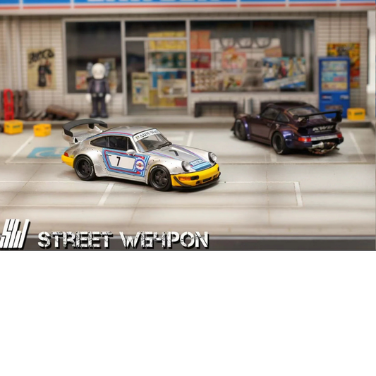 Street Weapon 1/64 Porsche RWB 964 Martini #7 Silver Blue Red STW211