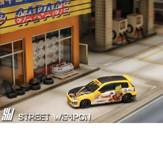 Street Weapon 1/64 Honda Civic EG6 Wokung GOKU Yellow Black White STW220