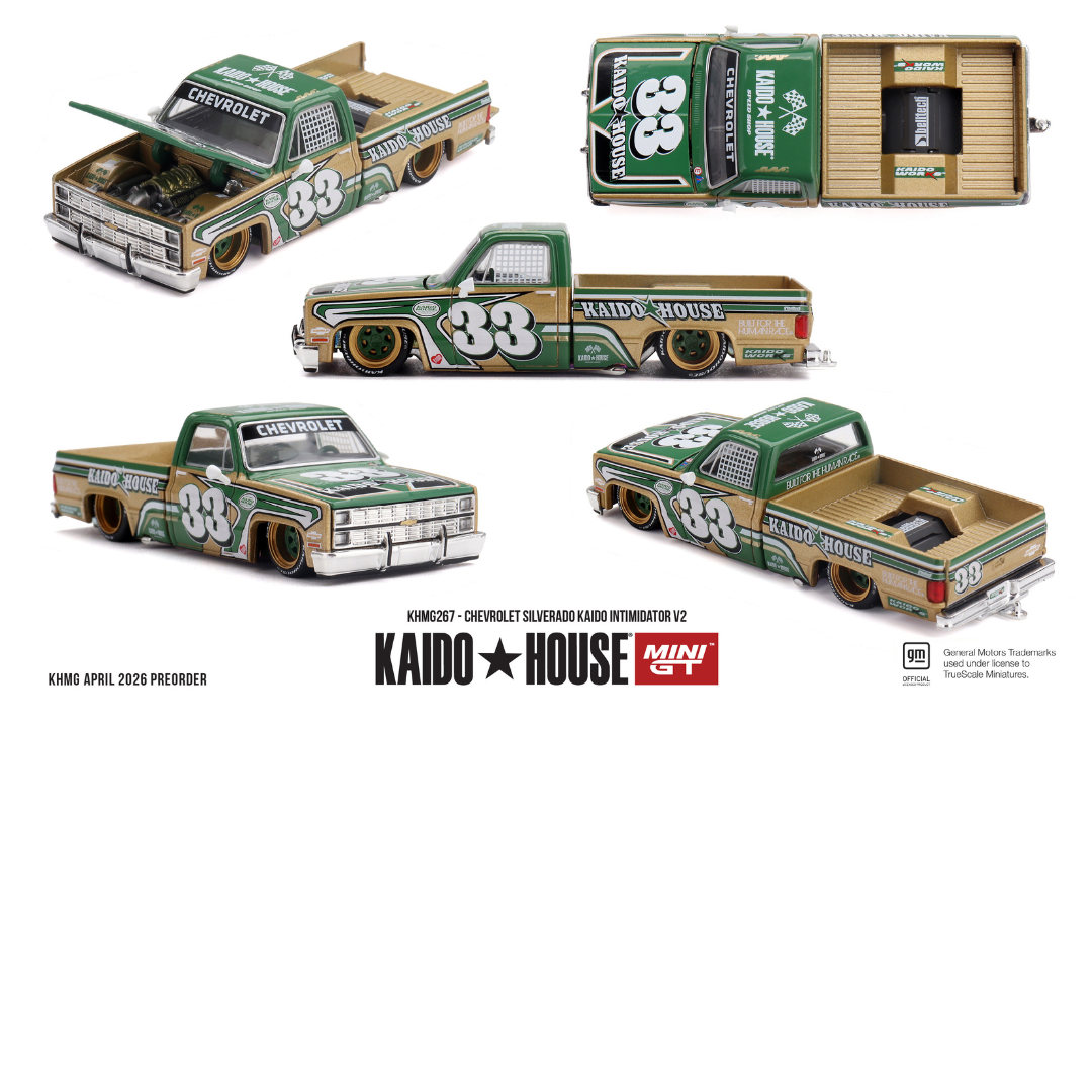 *** LLEGADA FINALES DE SEPTIEMBRE 2026 *** KAIDO HOUSE MINI GT CHEVROLET SILVERADO KAIDO INTIMIDATOR V2 1980 # 267