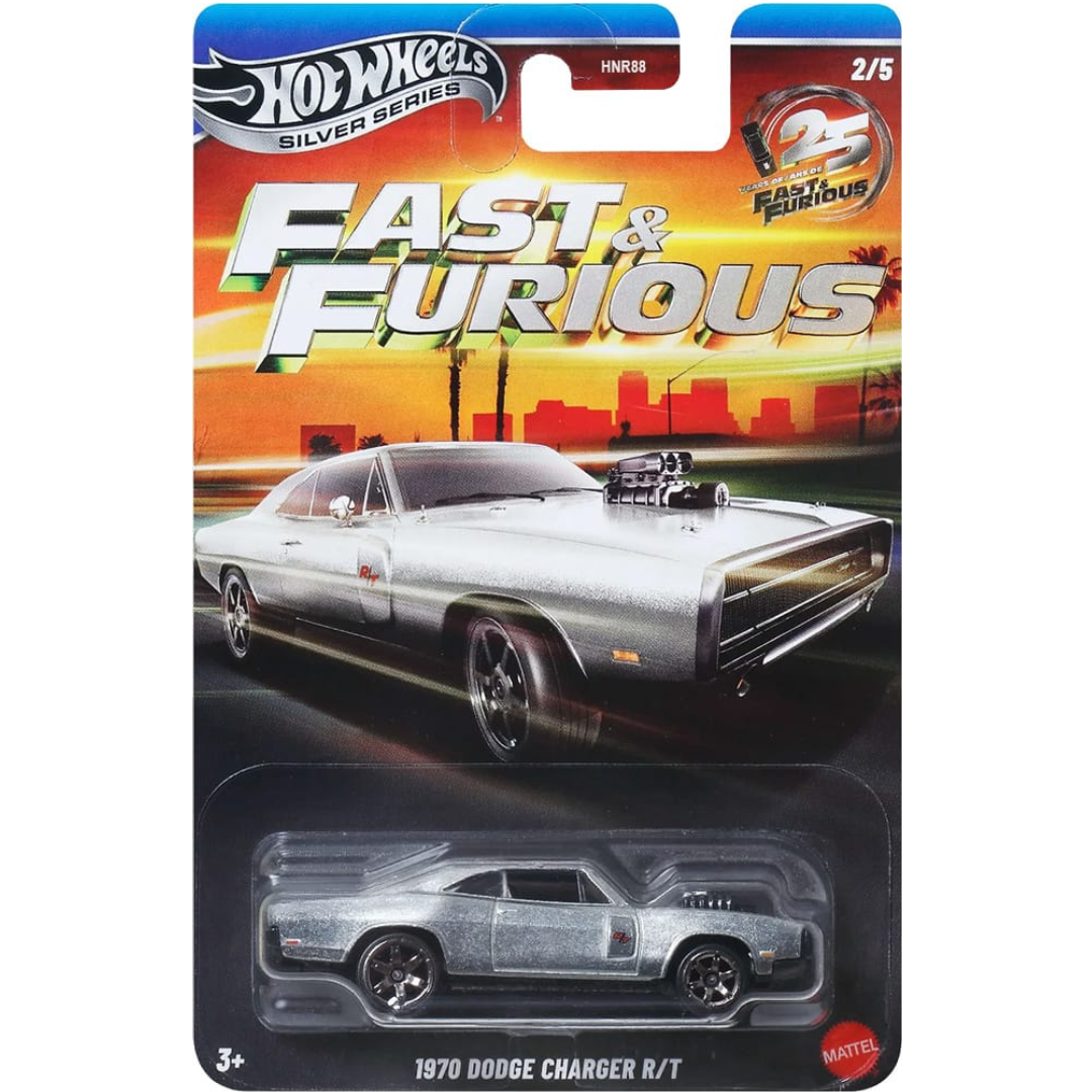 Hot Wheels 1970 Dodge Charger R/T Silver Series Fast and Furious 25º Aniversario 88Q