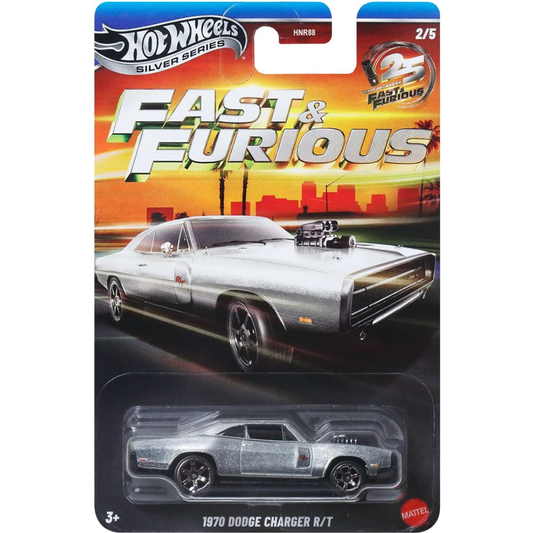 Hot Wheels 1970 Dodge Charger R/T Silver Series Fast and Furious 25º Aniversario Zamac  88Q